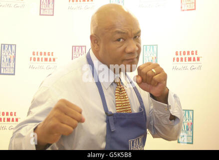 Former Boxing Heavyweight World Champion George Foreman in London. Foreman today backed Lennox Lewis over Mike Tyson if the pair were ever to meet in the ring. Stock Photo
