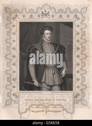 BRITISH HISTORY: Thomas Howard, Duke Of Norfolk. TALLIS, antique print 1853 Stock Photo