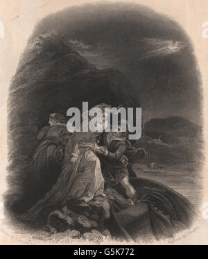 BRITISH HISTORY: Mary Queen of Scots (Escaping from Loch Leven Castle) , 1853 Stock Photo