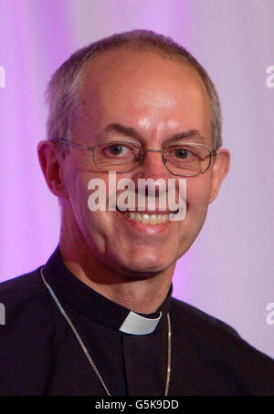 The new Archbishop of Canterbury the Right Reverend Justin Welby, the current Bishop of Durham, who has yet to officially take up his new post, addresses the media at Lambeth Palace in London. Stock Photo