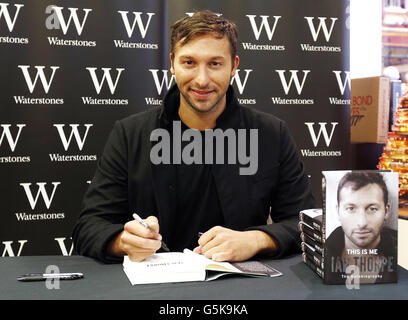 Australian swimmer Ian Thorpe attends a book signing of his autobiography 'This Is Me: The Autobiography' at Waterstones, Leadenhall Market, London. Stock Photo