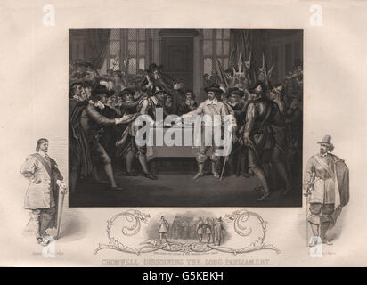 ENGLISH CIVIL WAR: Oliver Cromwell dissolving the Long Parliament. TALLIS, 1853 Stock Photo