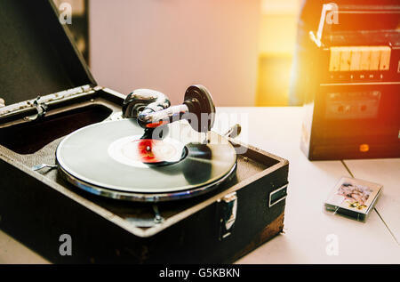 Close up of vintage record player Stock Photo