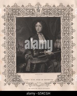 BRITISH HISTORY: James Scot, Duke Of Monmouth. TALLIS, antique print 1853 Stock Photo