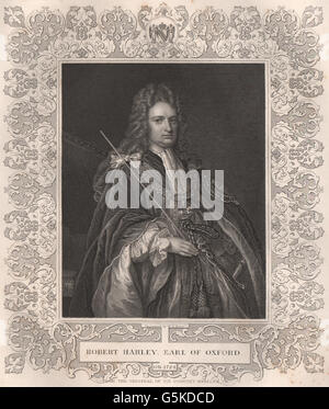 BRITISH HISTORY: Robert Harley, Earl Of Oxford. TALLIS, antique print 1853 Stock Photo