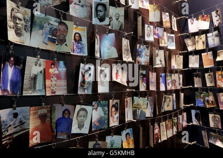 Photographs (donated to the museum by families) of people who were killed during the 1994 genocide. Kigali Memorial Centre, genocide museum of Kigali, Rwanda, Africa Stock Photo