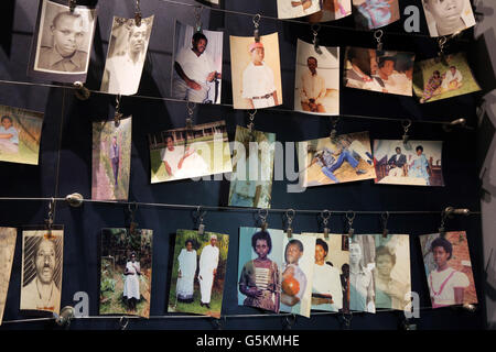 Photographs (donated to the museum by families) of people who were killed during the 1994 genocide. Kigali Memorial Centre, genocide museum of Kigali, Rwanda, Africa Stock Photo