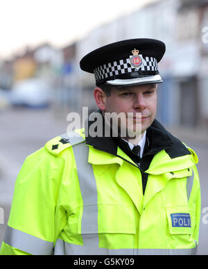 Chief Superintendent Chris Sykes at the scene in Castle Street, Edgeley, Stockport, after off-duty police officer Gareth Francis 28, was murdered last night. Stock Photo