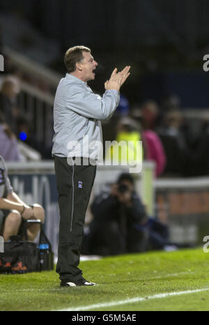 Soccer - npower Football League One - Hartlepool United v Coventry City - Victoria Park. Coventry City's manager Mark Robbins applauds his team during the npower Football League One match at Victoria Park, Hartlepool. Stock Photo