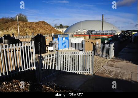 A general view of the Anaerobic Digester and Biomethane to Grid Plant at Rainbarrow Farm, Dorchester which was visited by the Prince of Wales. Stock Photo