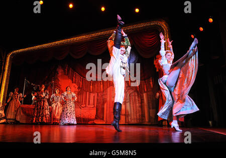 Kevin Brewis as Hortensio and Holly Dale Spencer as Lois Lane/ Bianca in the Old Vic's production of Kiss Me Kate, London. Stock Photo