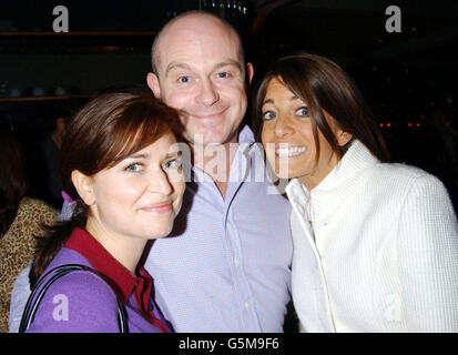 L-R Shebah Ronay, Ross Kemp and Claudia Winkleman during a photocall outside the Bluebird Restaurant, London, to celebrate the start of the 2002 World Rally Championship season. Stock Photo