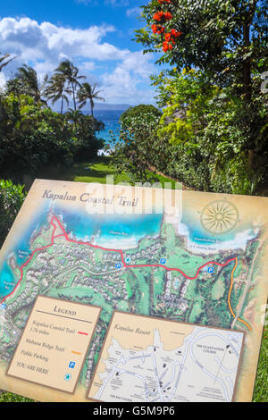 Interpretive Sign With Map For The Kapalua Coastal Trail In Kapalua G5m9p6 