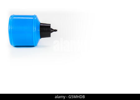 plastic blue glue container isolated on white Stock Photo