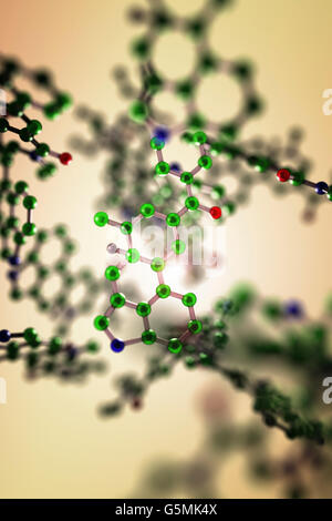 LSD (Lysergic acid diethylamide) molecules, also known as acid, is a psychedelic drug known for its psychological effects Stock Photo