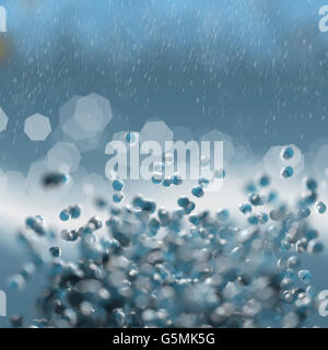 Drop of pure water. Water is a chemical compound containing one oxygen and two hydrogen atoms. Stock Photo
