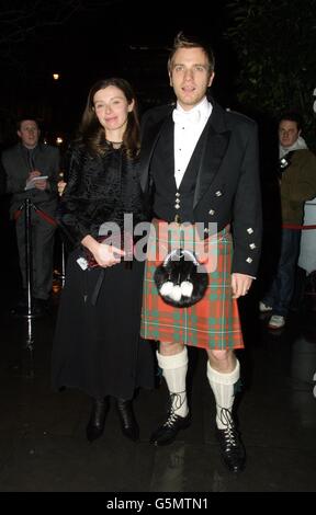 Actor Ewan McGregor and wife Eve, arriving for a Burns Supper at the St Martins Lane Hotel, London, in aid of Sargent Cancer Care for Children and Rachel House Children Hospice. Stock Photo