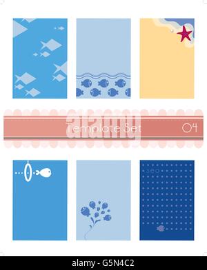 Template - for Name Sticker, Banner, Name Card, etc - Sea Stock Vector