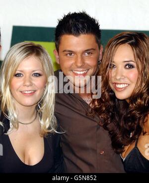 Chart toppers Hear'Say, from left to right: Suzanne Shaw, Johnny Shentall, 23, from Doncaster (new member) and Myleene Klass during a press conference, where their new member was unveiled. * ... At a packed press conference at a central London hotel, the replacement for Kym Marsh who quit the band sensationally was finally revealed to the world. Stock Photo