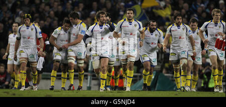 A general view of the Clermont Auvergne team during the Heineken Cup, Pool Five match at the Aviva Stadium, Dublin, Ireland. Stock Photo