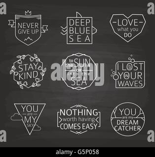 Set of Quotes Typographical Posters, line Design. Chalkboard Background Stock Vector