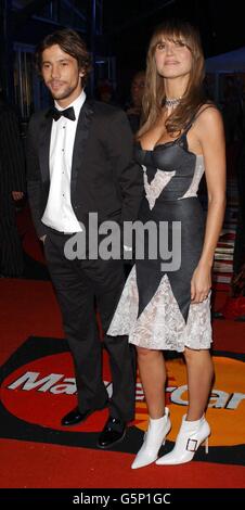 Jamiroquai frontman Jay Kay arriving with Supermodel Heidi Klum at The BRIT Awards 2002, at London's Earls Court 2. Stock Photo