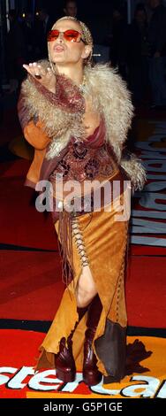 US Singer Anastacia, arriving for The BRIT Awards 2002, at London's Earls Court 2 Stock Photo