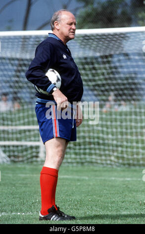 Ron Greenwood - World Cup 82. England manager Ron Greenwood during a training session with the England team during the 1982 World Cup Finals. Stock Photo