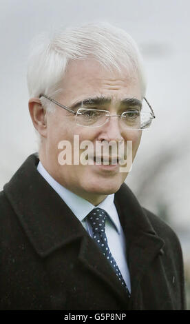 Former chancellor Alistair Darling during a visit to Rosyth on the first day of a tour of Scotland where he will seek views on the independence debate. Stock Photo