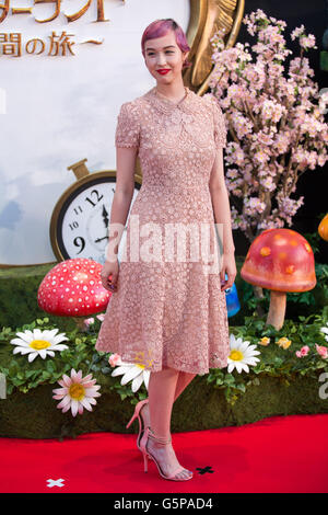 Tokyo, Japan. 21st June, 2016. Japanese model Yuka Mizuhara attends the Japan premiere for the film Alice Through the Looking Glass on June 21, 2016 in Tokyo, Japan. Australian actress Mia Wasikowska, American producer Suzanne Todd and British director James Bobin were in town to promote their sequel to Alice in Wonderland (2010) in Japan. The film is released in Japanese theaters on July 1. Credit:  AFLO/Alamy Live News Stock Photo