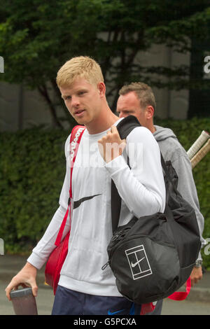Wimbledon London,UK. 22nd June 2016. British  Professional player and Davis Cup winner Kyle Edmund arrives at the AELTC in Wimbledon for practice Credit:  amer ghazzal/Alamy Live News Stock Photo