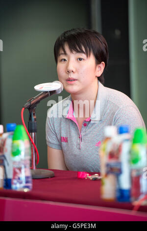 Hong Kong SAR, China. 22nd June 2016.The China womens team Captain JINGSI SHEN.Press conference for FIVB Volleyball World Grand Prix at the Hong Kong Coliseum in Hung Hom. The four womens team captains meet the press ahead of the 3 day competition. Credit:  Jayne Russell/Alamy Live News Stock Photo