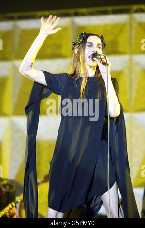 Zagreb, Croatia - 22th June, 2016 : Performance of english musician Polly Jean Harvey known as PJ Harvey on the main stage, third day of 11th INmusic festival located on the lake Jarun in Zagreb, Croatia. Stock Photo