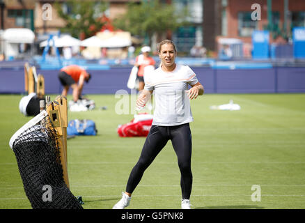 Eastbourne, UK. 23rd June, 2016. Aegon International Eastbourne Tennis Tournament Dominika Cibulkova (SVK) pre match practices at Devonshire Park. Credit:  Action Plus Sports/Alamy Live News Stock Photo