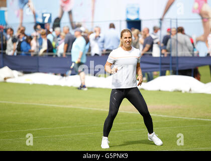 Eastbourne, UK. 23rd June, 2016. Aegon International Eastbourne Tennis Tournament Dominika Cibulkova (SVK) pre match practices at Devonshire Park. Credit:  Action Plus Sports/Alamy Live News Stock Photo