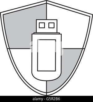 black line usb security Stock Vector