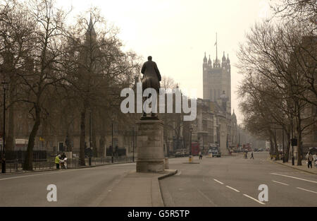 Whitehall, along which the procession carrying the coffin of Queen Elizabeth The Queen Mother will pass as it travels to Westminster Hall, where her body will lie in state until her funeral. Stock Photo