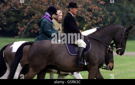 Queen Elizabeth II & Princess Anne Stock Photo