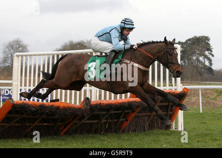 Horse Racing - Coral Welsh Grand National - Chepstow Racecourse. Radmores Revenge ridden by Donal Fahy during The coral.co.uk Best Price Guaranteed On Horse Racing Handicap Hurdle Race Stock Photo