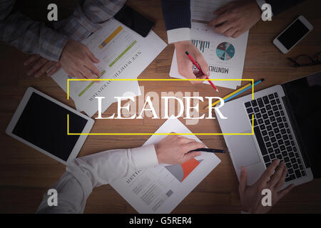 BUSINESS TEAM WORKING OFFICE  Leader TEAMWORK BRAINSTORMING CONCEPT Stock Photo
