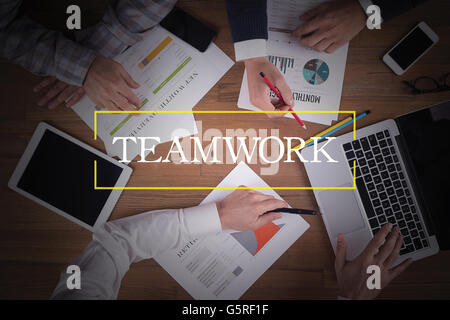 BUSINESS TEAM WORKING OFFICE  Teamwork TEAMWORK BRAINSTORMING CONCEPT Stock Photo