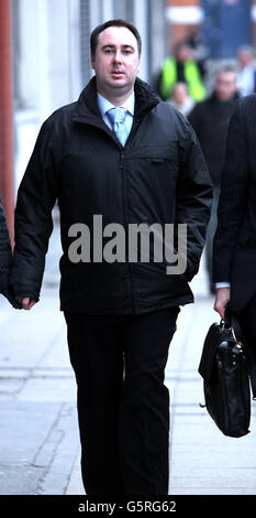 Ashley Gill-Webb, 34, arriving at Stratford Magistrates court. Mr Gill-Webb is on trial after hurling a bottle at Usain Bolt and his rivals during the men's Olympic 100m final. Stock Photo