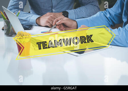 BUSINESS WORKING OFFICE Teamwork TEAMWORK BRAINSTORMING CONCEPT Stock Photo