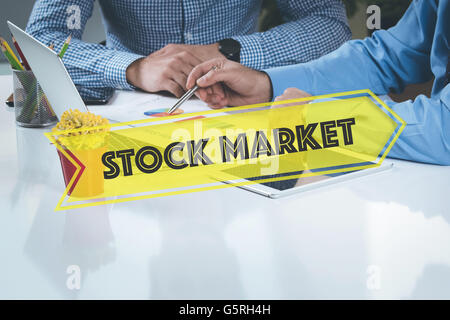 BUSINESS WORKING OFFICE Stock Market TEAMWORK BRAINSTORMING CONCEPT Stock Photo