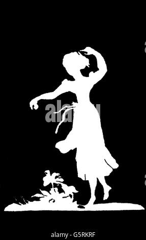 literature, fairy tales, dancing girl, silhouette, by Adele Schopenhauer (1797 - 1849), 19th century, 19th century, fine arts, art, silhouette, silhouettes, clipping, cut out, cut-out, cut-outs, historic, historical, dance, dances, dance, dancing, people, Additional-Rights-Clearences-Not Available Stock Photo