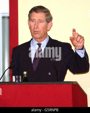 The Prince of Wales addresses a conference on Caribbean organic farming in central London. The conference aimed to highlight new opportunities for organic and fair-trade produce from the Caribbean. * The Prince urged supermarkets to follow his example as he launched his own brand of chocolates made from organic cocoa grown in Guyana, where his involvement is helping revitalise an impoverished community. Charles said his Organic Dark Chocolate Thins, produced by his Duchy Originals food company, were allowing Amerindians in the Guyanian rainforest to work their way out of poverty without the Stock Photo