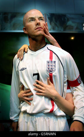 A waxwork model of Manchester United and England midfielder David Beckham at Madam Tussauds. Stock Photo