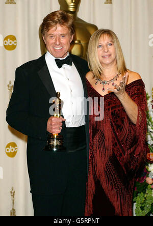 Barbra Streisand who presented an Honorary Award to Robert Redford at the 74th Annual Academy Awards (Oscars) at the Kodak Theatre in Hollywood, Los Angeles. Stock Photo