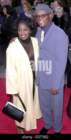 Actor Samuel L Jackson and his wife arrive at the Premiere of the film Changing Lanes at Paramount Studios in Hollywood. Stock Photo