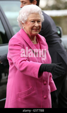 Queen Elizabeth II arrives at West Newton Village Hall for her annual visit to Sandringham Women's Institute, Norfolk. Stock Photo